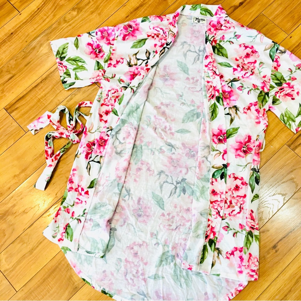 Show me MuMu floral flower rose robe gown pink green white cottage core